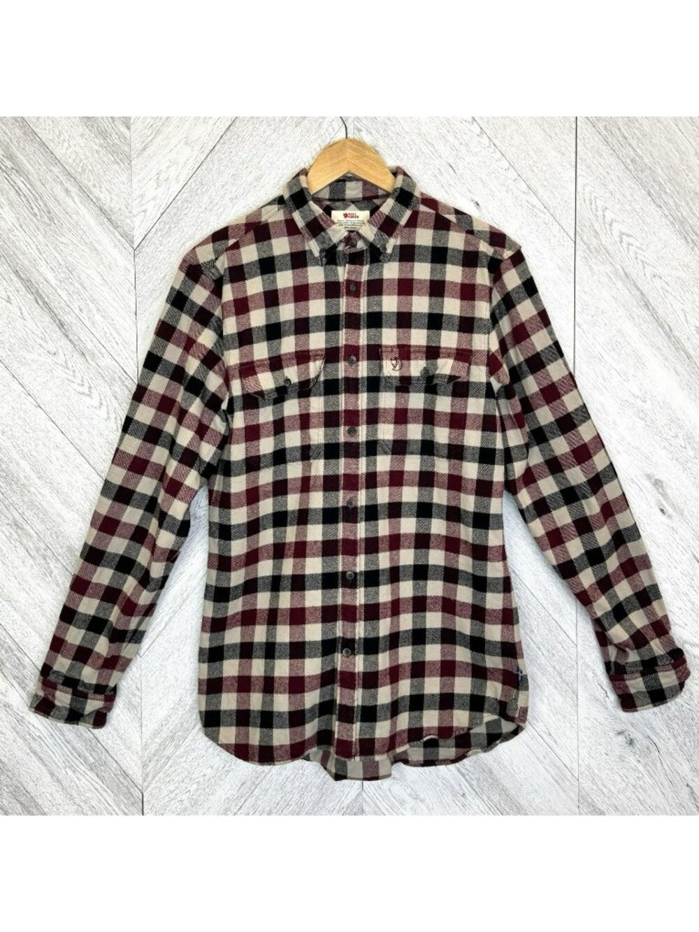 Fjallraven Skog Flannel Shirt Mens Size Large Slim Fit Long Sleeve Button Front